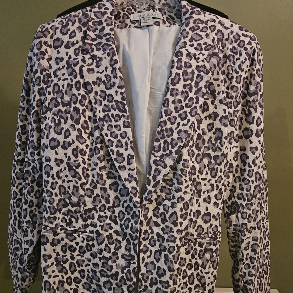 St. John's Bay Purple Leopard Print Blazer Jacket